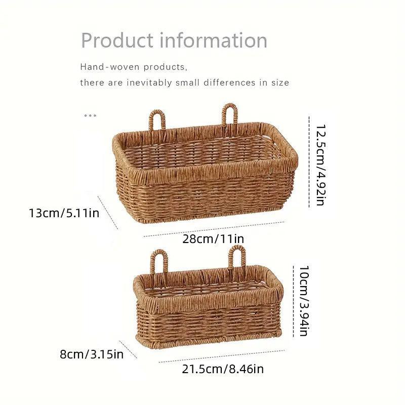 Wall-Mounted Rattan Style Hanging Storage Basket Kitchen Vegetable Fruit Basket - Small