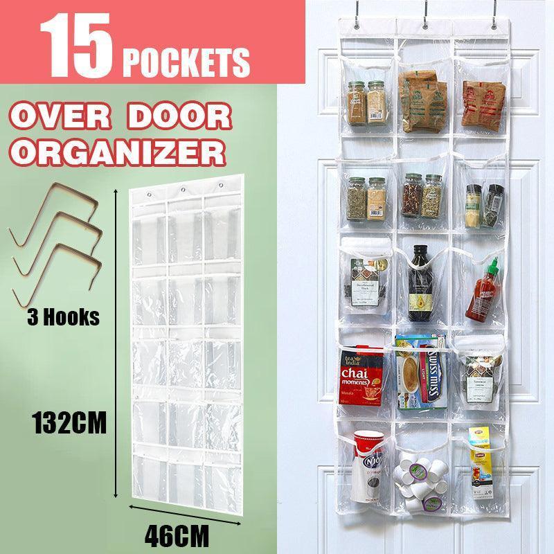 15 Pockets Waterproof Hanging Over The Door Organizer For Accessories Storage