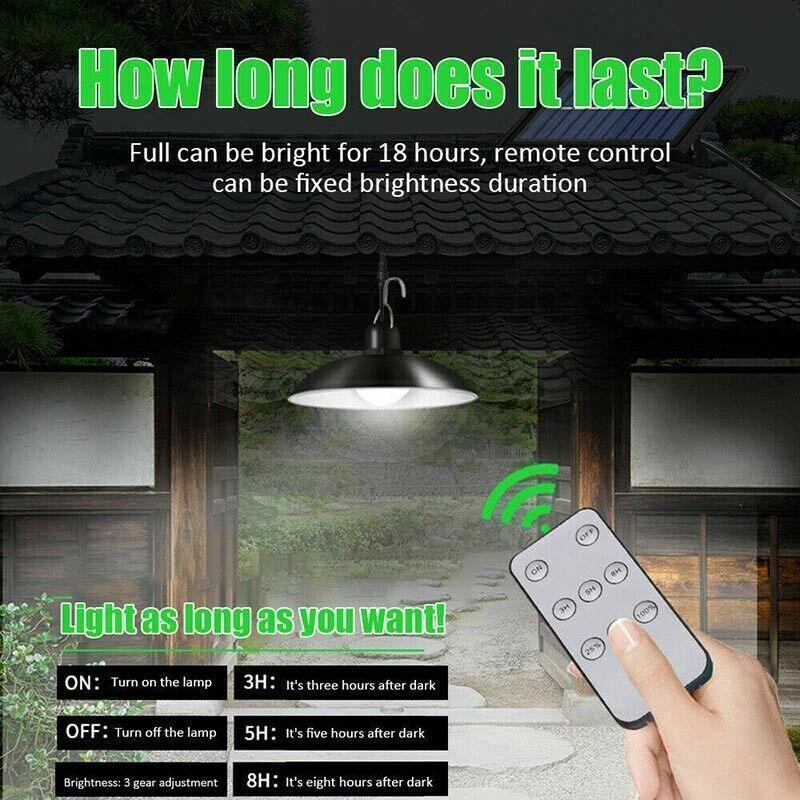 Solar Led Light Hanging Pendant Indoor Outdoor Garden Yard Tent Shed Lamp Remote - Dual-Head Light
