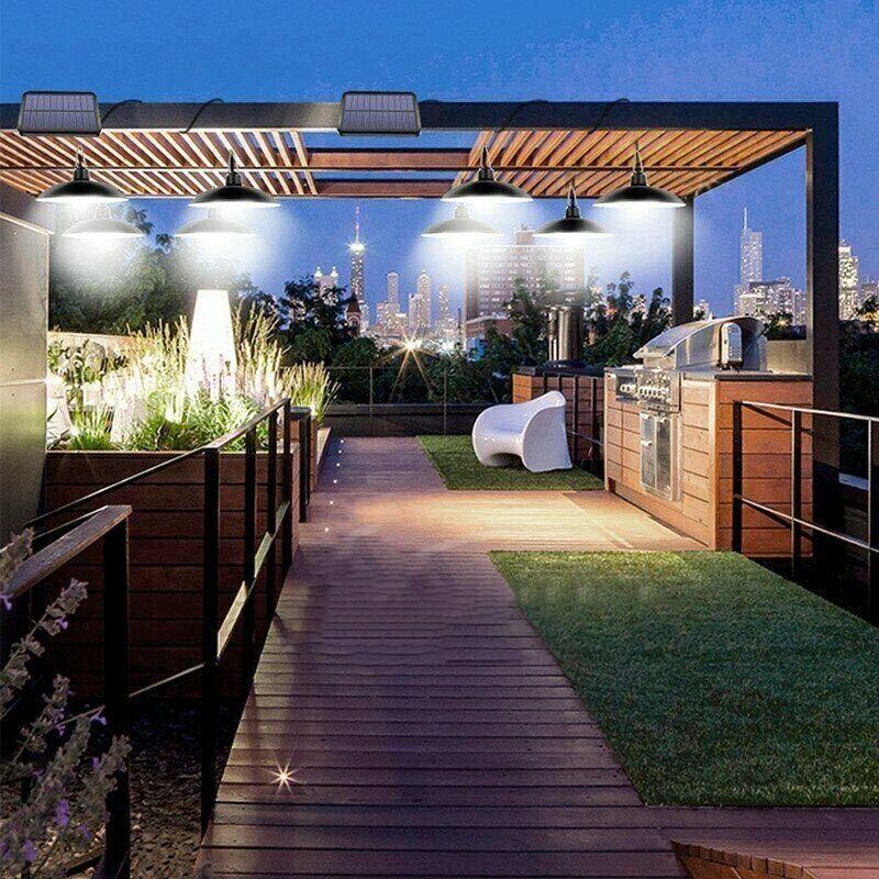 Solar Led Light Hanging Pendant Indoor Outdoor Garden Yard Tent Shed Lamp Remote - Dual-Head Light