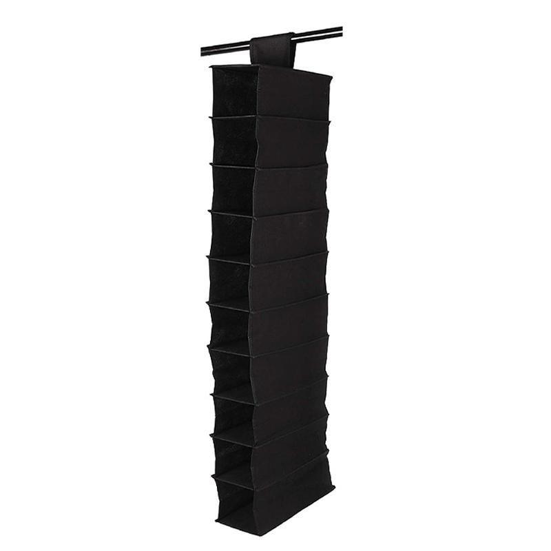 10 Tier Clothes Organiser Wardrobe Hanging Storage Closet Shoes Hanger Bag AU - Black