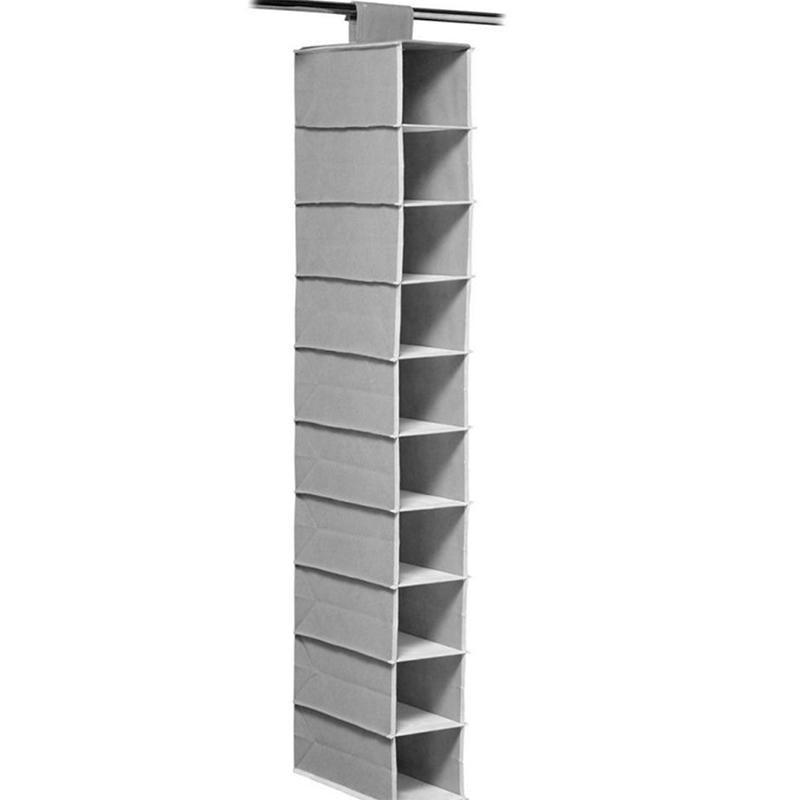 10 Tier Clothes Organiser Wardrobe Hanging Storage Closet Shoes Hanger Bag AU - Black