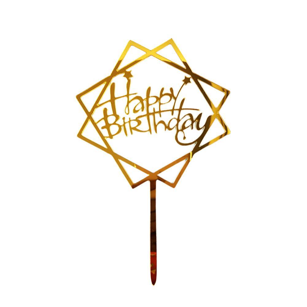 Acrylic Home Happy Birthday Decor Baking Cake Topper Card Party Decor Supply - Black B224