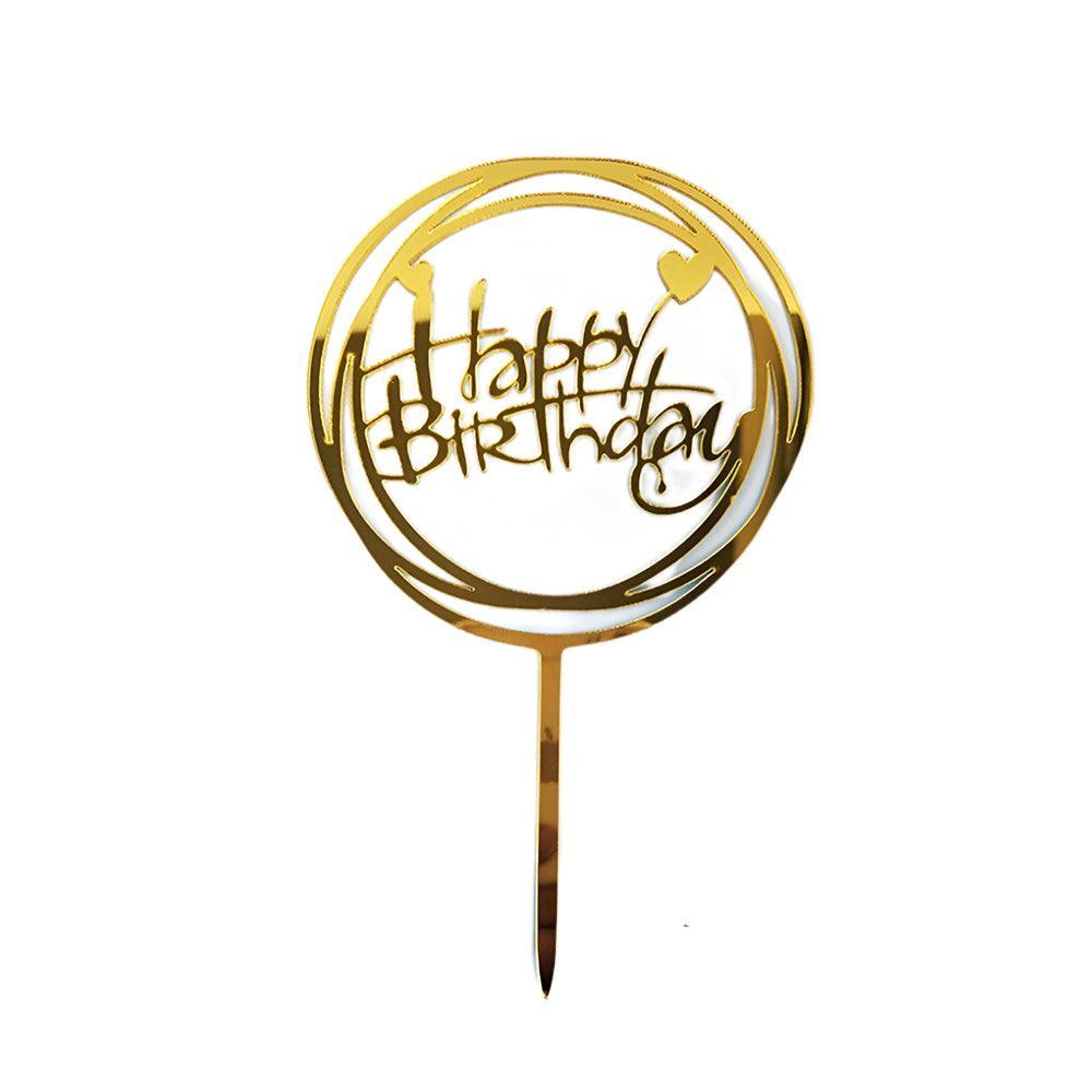 Acrylic Home Happy Birthday Decor Baking Cake Topper Card Party Decor Supply - Rose Gold R31