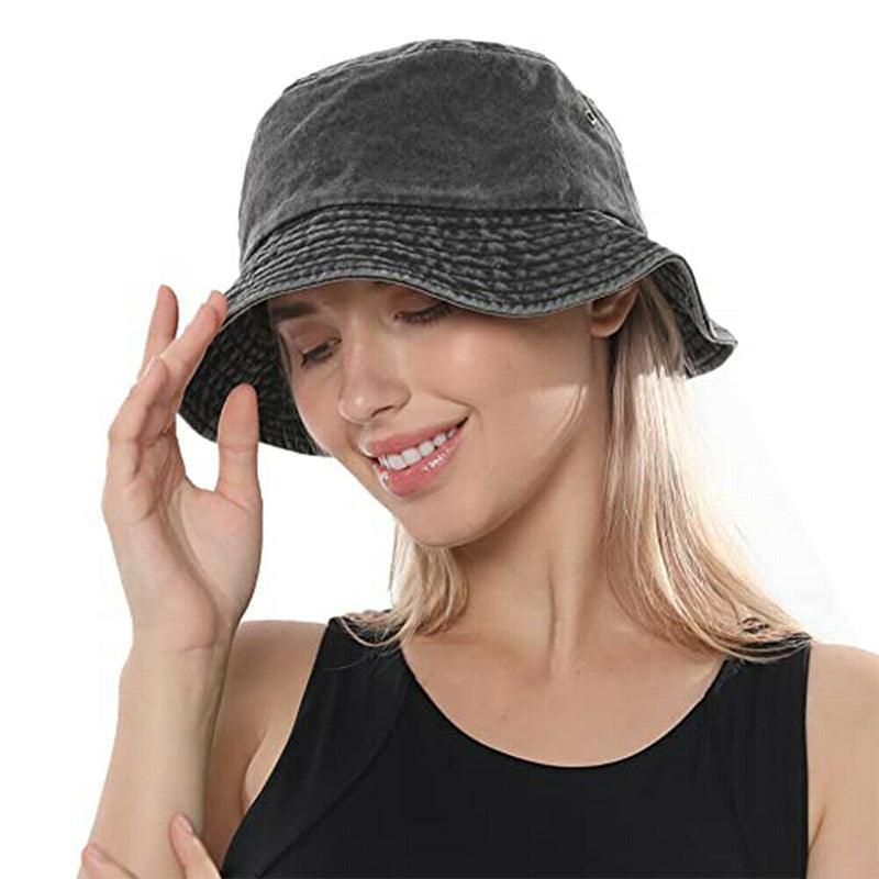 Unisex Men Women Washed Cotton Outdoor Camping Sports Bucket Hats Fisherman Hat - Grey