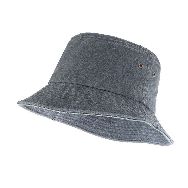 Unisex Men Women Washed Cotton Outdoor Camping Sports Bucket Hats Fisherman Hat - Grey