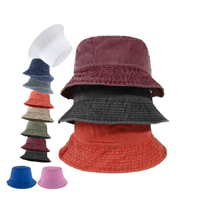 Unisex Men Women Washed Cotton Outdoor Camping Sports Bucket Hats Fisherman Hat - Khaki