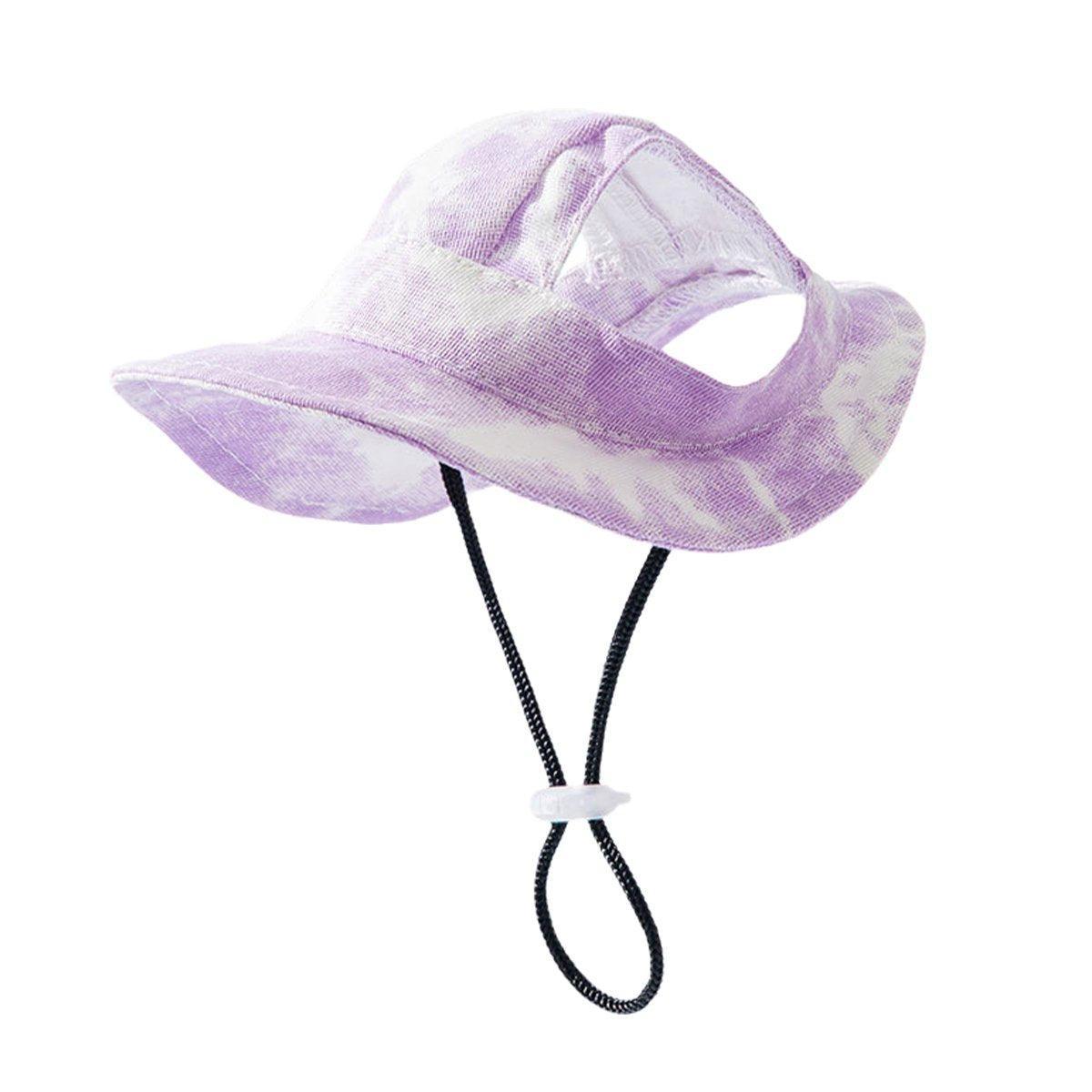 Adjustable Pet Hat with Cute Leaky Ears Sunscreen Fisherman Hat Four Seasons Use - Orange Red - S