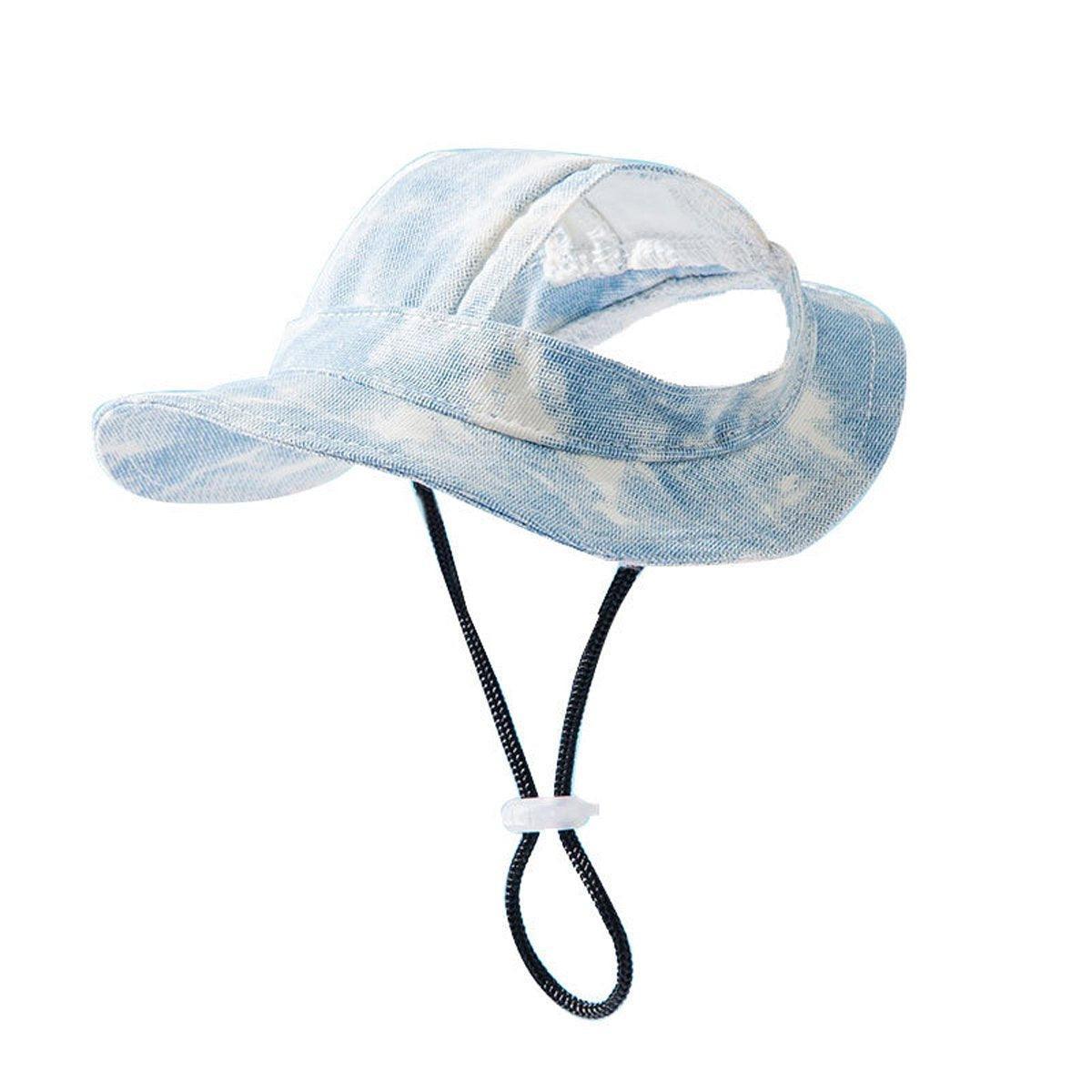 Adjustable Pet Hat with Cute Leaky Ears Sunscreen Fisherman Hat Four Seasons Use - Purple-M