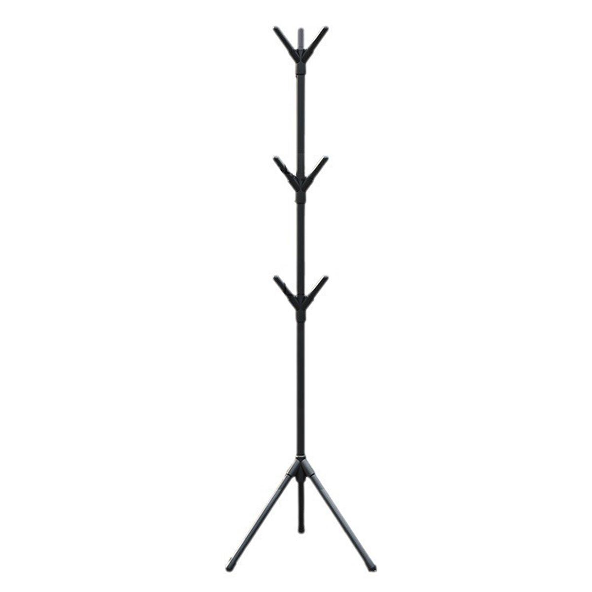 6Hooks Coat Stand Rack Clothes Hanger Hat Tree Jacket Umbrella Storage Organizer - Black