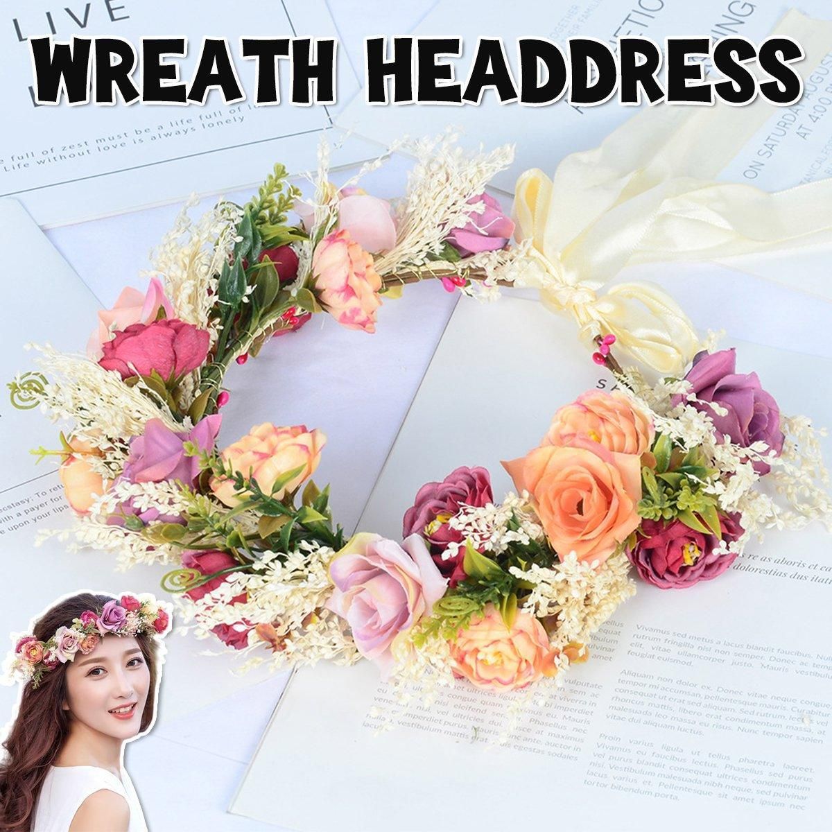 Artificial Flower Wreath Headband