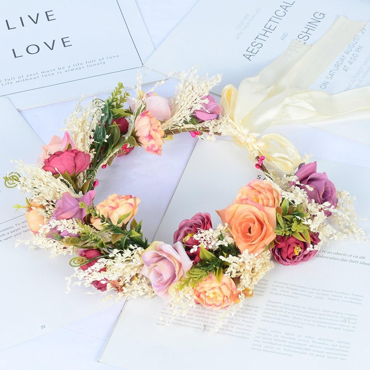 Artificial Flower Wreath Headband