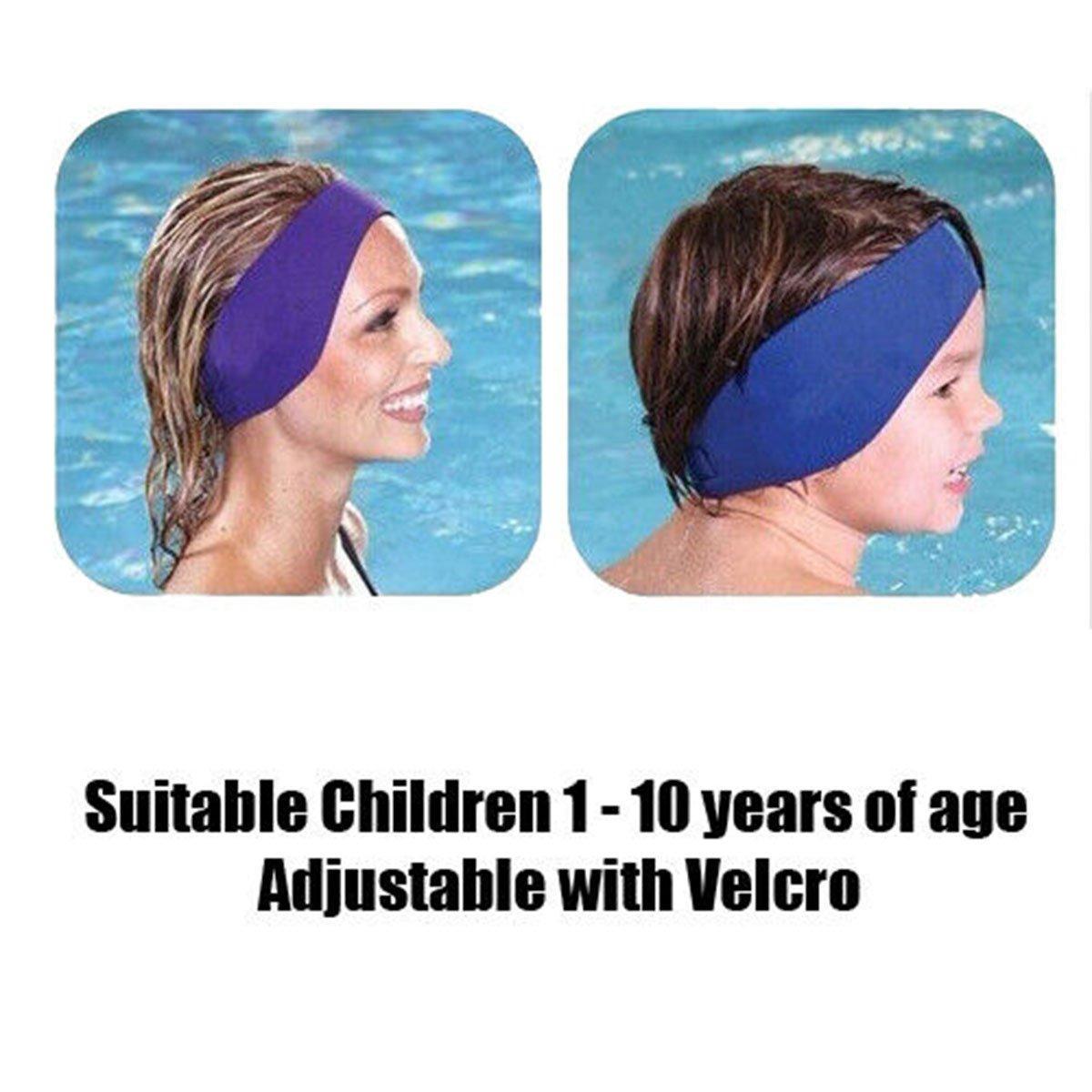 Adjustable Waterproof Swimming Headband for Ear Protection Unisex Diving Use - Blue-L