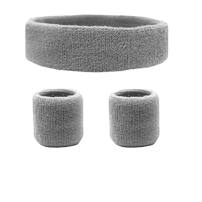 Wristbands Headband Sweatbands Sweat Band For Sport Tennis Badminton Yoga Cotton - Black