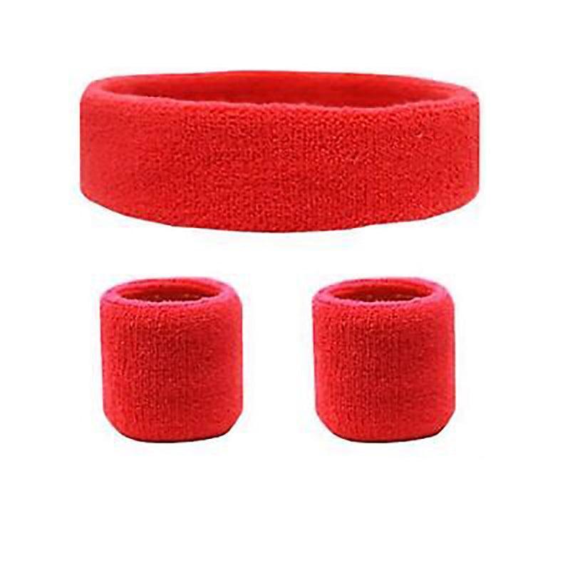 Wristbands Headband Sweatbands Sweat Band For Sport Tennis Badminton Yoga Cotton - Black