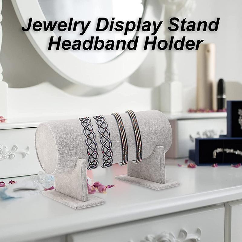 Jewelry Display Stand Headband Holder Organizer Chains Velvet Storage Rack - Black
