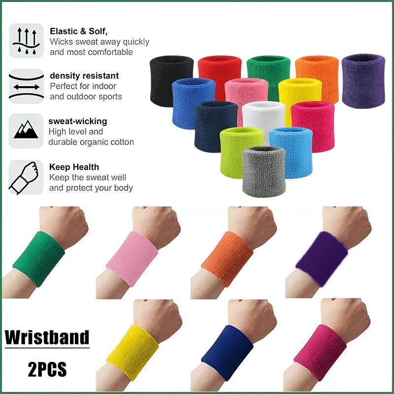 Wristbands Headband Sweatbands Sweat Band For Sport Tennis Badminton Yoga Cotton - Lake Blue