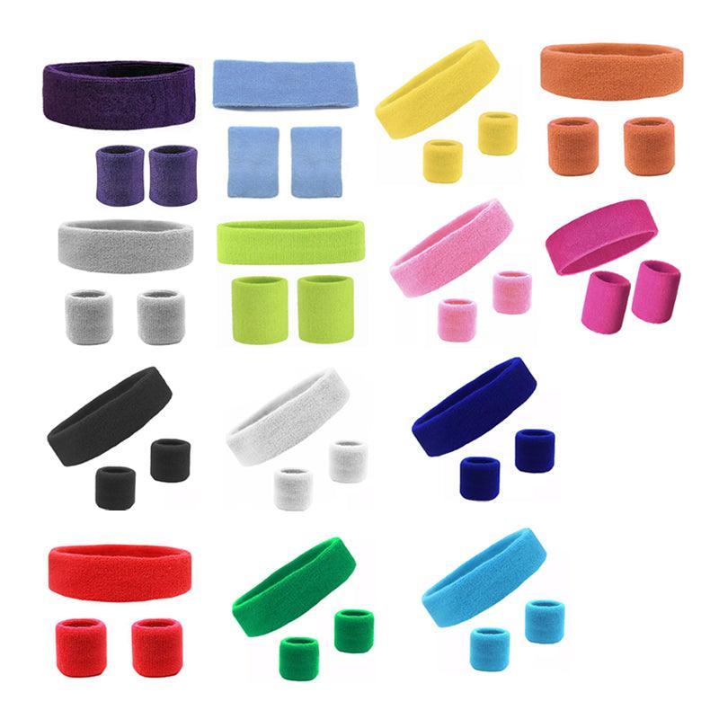 Wristbands Headband Sweatbands Sweat Band For Sport Tennis Badminton Yoga Cotton - Red