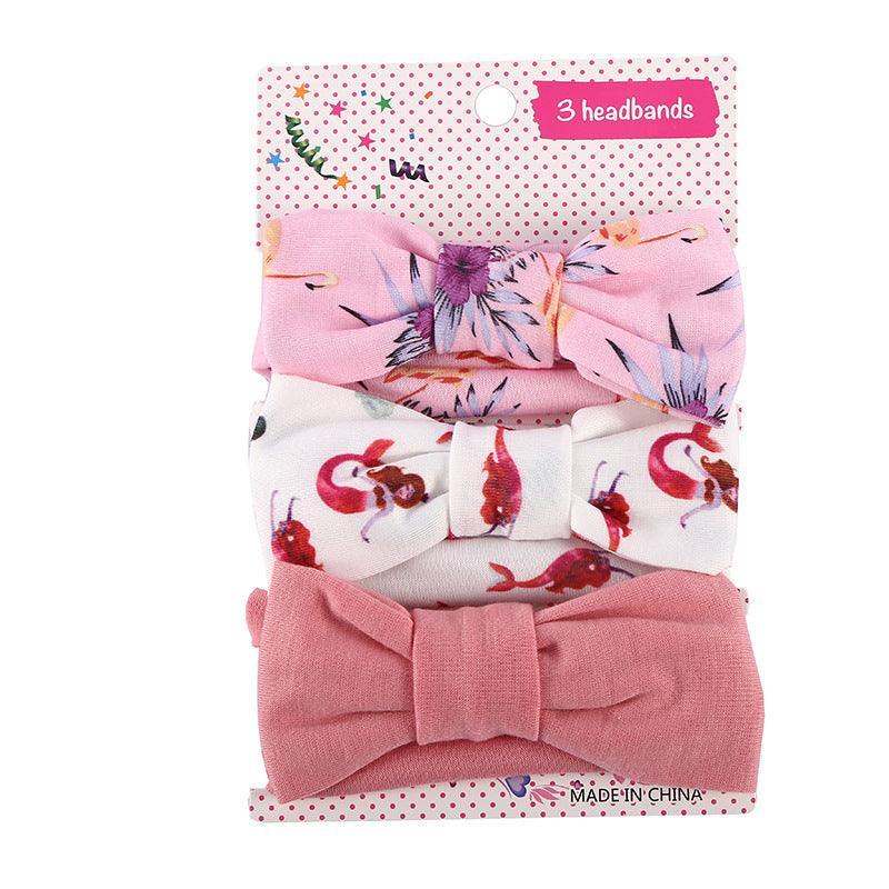 3PCS Soft Headband Wrap Set with Top Knot Single Bow Turban Style Hairbands - #2