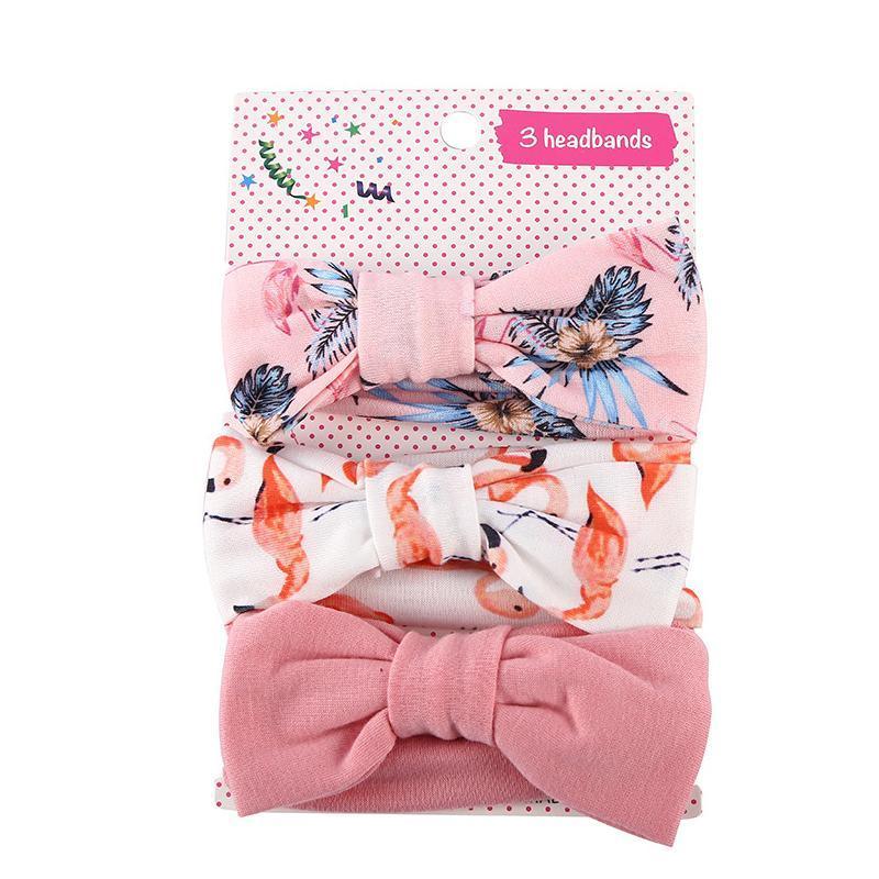 3PCS Soft Headband Wrap Set with Top Knot Single Bow Turban Style Hairbands - #2