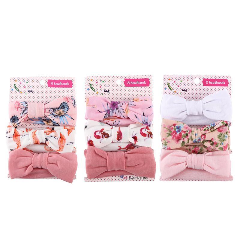 3PCS Soft Headband Wrap Set with Top Knot Single Bow Turban Style Hairbands - #3