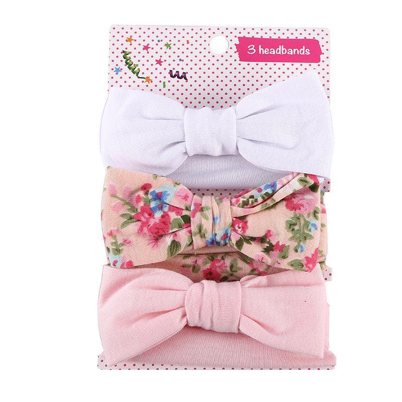 3PCS Soft Headband Wrap Set with Top Knot Single Bow Turban Style Hairbands - #3