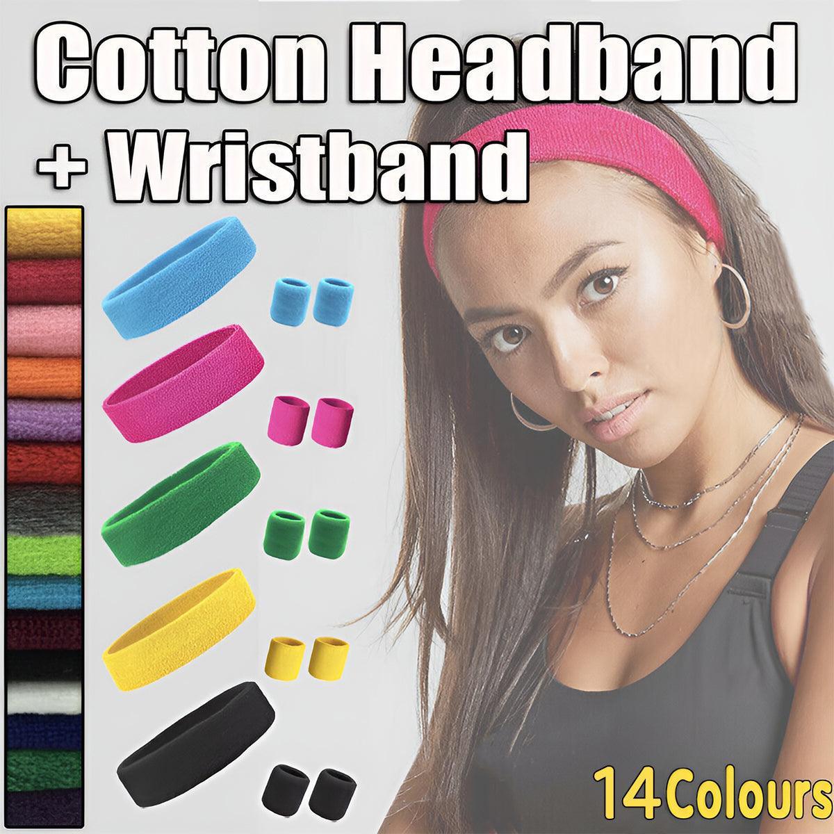 Wristbands Headband Sweatbands Sweat Band For Sport Tennis Badminton Yoga Cotton - Yellow