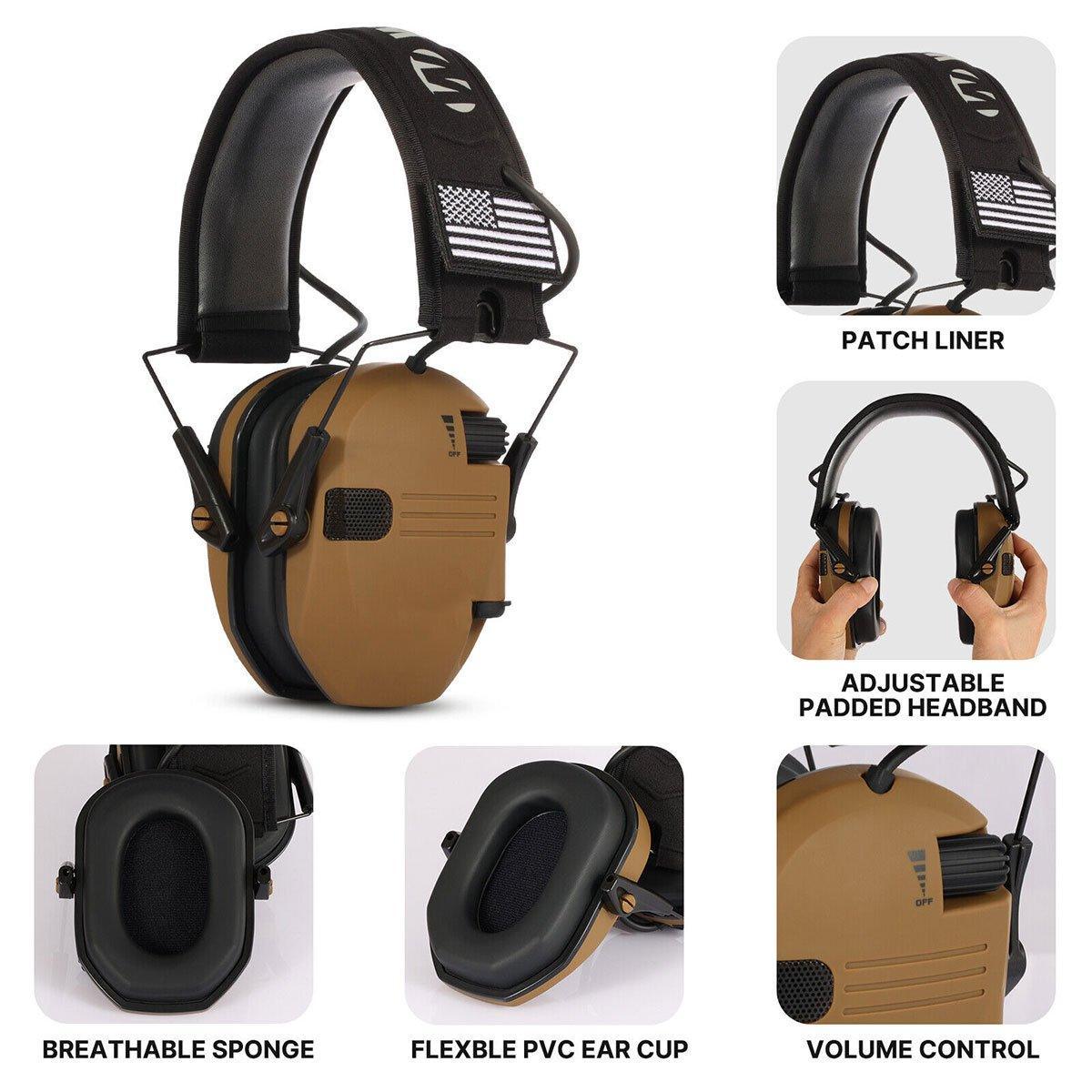 Professional Shooting Noise Cancelling Earmuffs Outdoor Soundproof Headphones - Black