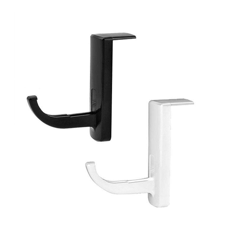 Universal Headphone Hook Desk Edge Mount Adhesive Headset Holder - White