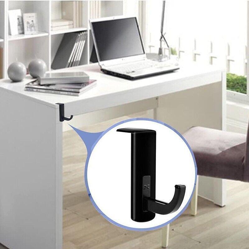 Universal Headphone Hook Desk Edge Mount Adhesive Headset Holder - White