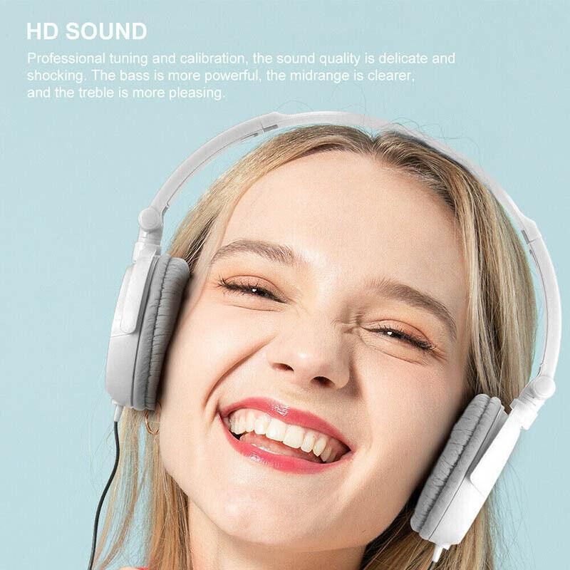 Over Ear Headphones Hi-Fi Stereo Noise-Cancelling Headsets Wired Earphones Au