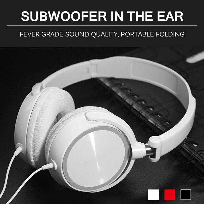 Over Ear Headphones Hi-Fi Stereo Noise-Cancelling Headsets Wired Earphones Au