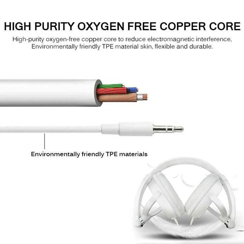 Over Ear Headphones Hi-Fi Stereo Noise-Cancelling Headsets Wired Earphones Au