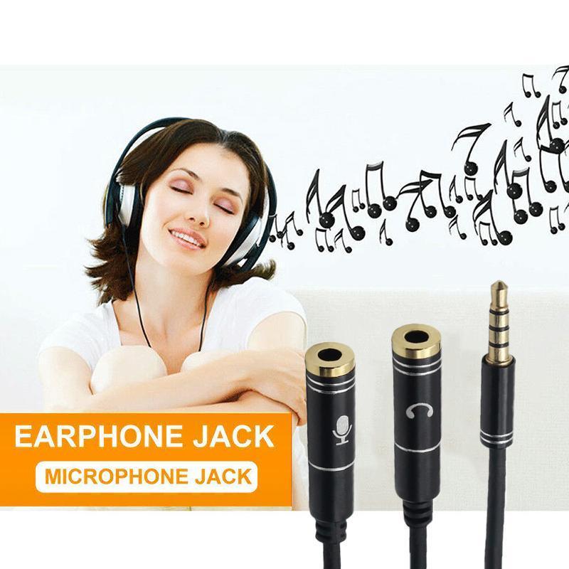 3.5mm AUX Cable Mic Audio Splitter Extension Headphone Adapter Male to Female - 1 Male to 2 Female Jack