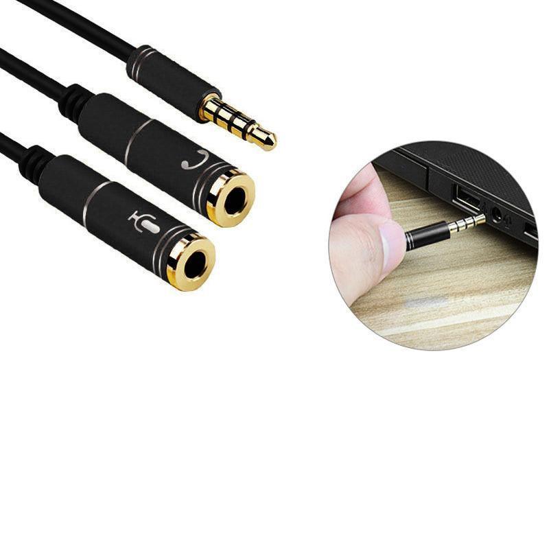 3.5mm AUX Cable Mic Audio Splitter Extension Headphone Adapter Male to Female - 1 Male to 2 Female Jack