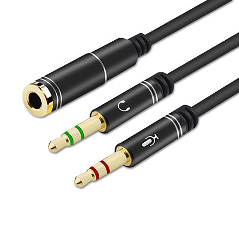 3.5mm AUX Cable Mic Audio Splitter Extension Headphone Adapter Male to Female - 2 Male to 1 Female Jack