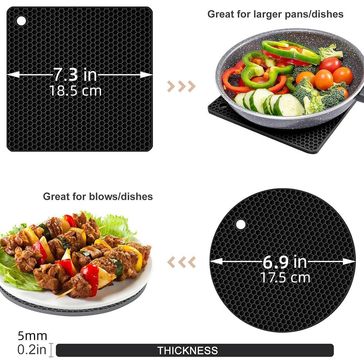 4pcs Silicone Honeycomb Heat Resistant Mats Table Cup Pot Coasters Home Kitchen - Blue