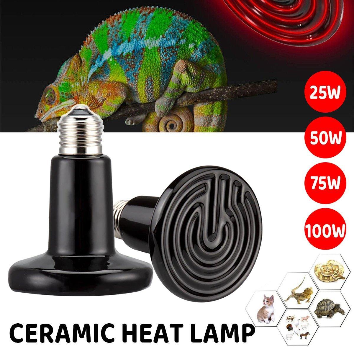 2X Ceramic Infrared Heat Lamp Bulbs for Reptiles and Terrariums - 50W-2PCS