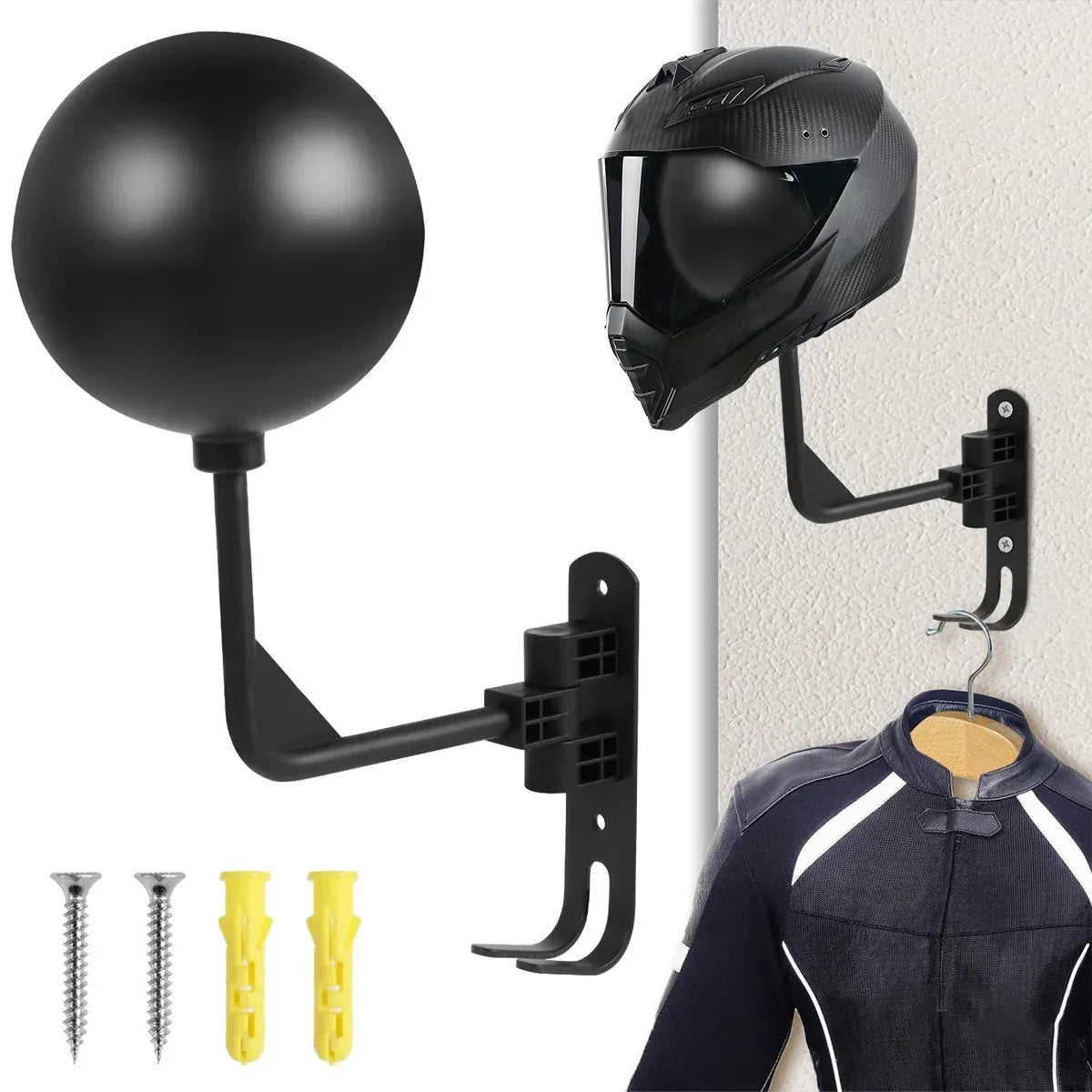 Motorcycle Bicycle Helmet Rack Holder Hat Display Stand Wall Mount Hook Hanger