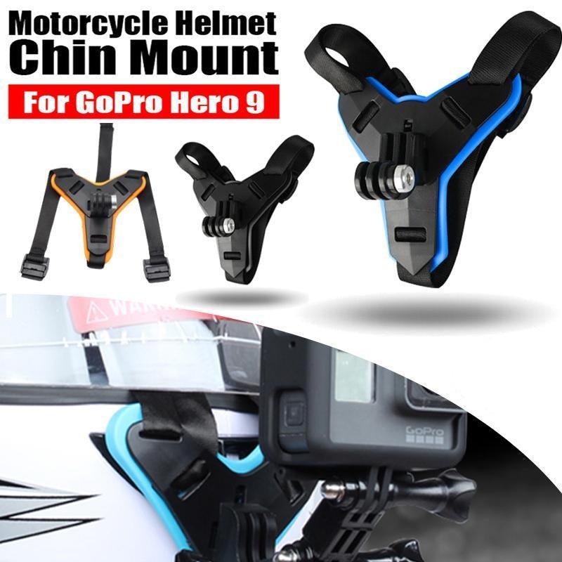 Helmet Chin Mount Holder Motorcycle Strap For GoPro Hero 9/8/7/6/5 Sports Camera - Blue
