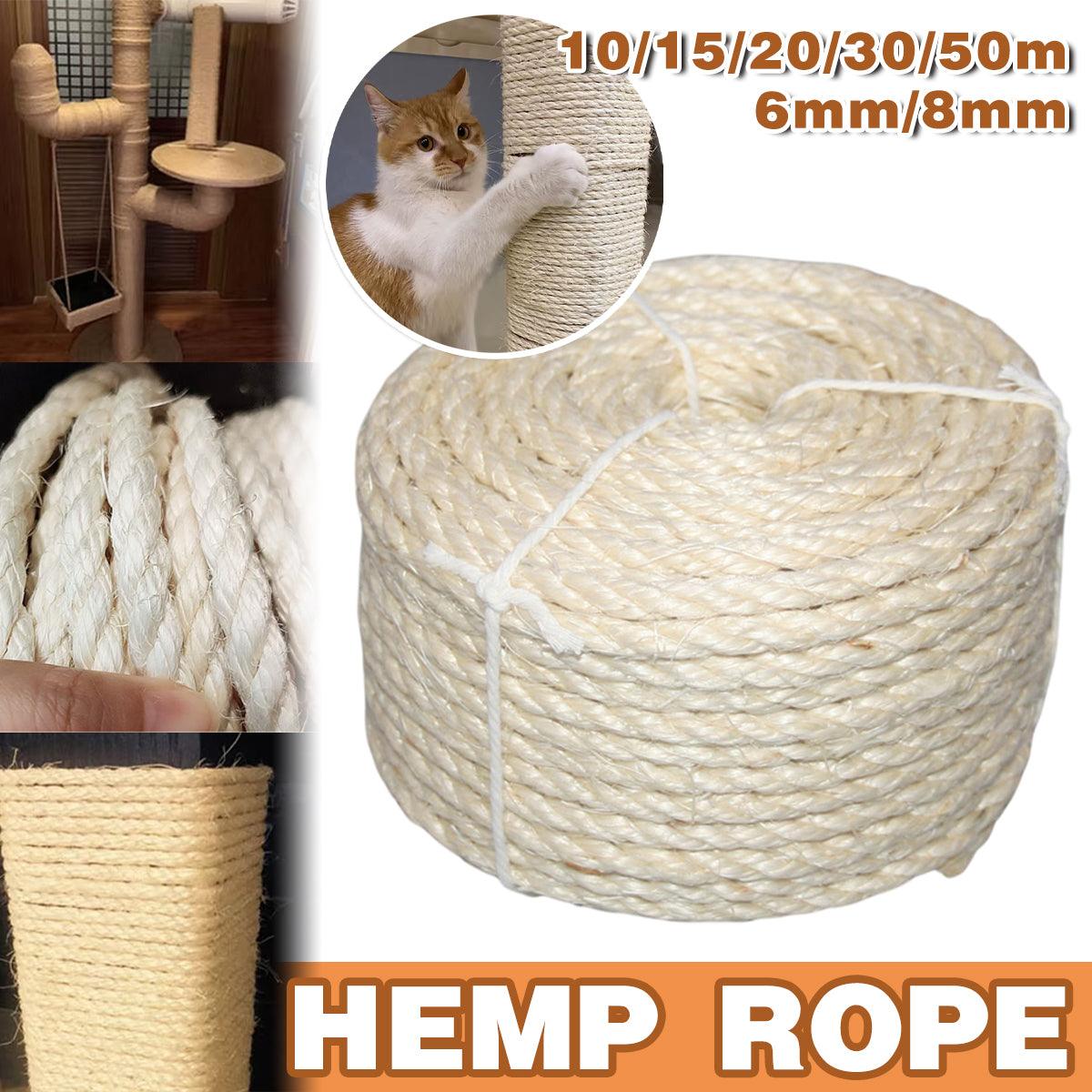 Vintage Burlap Rope Woven DIY Cat Climbing Scratch Rope 6-8mm Home Decoration - 6mm x 20m