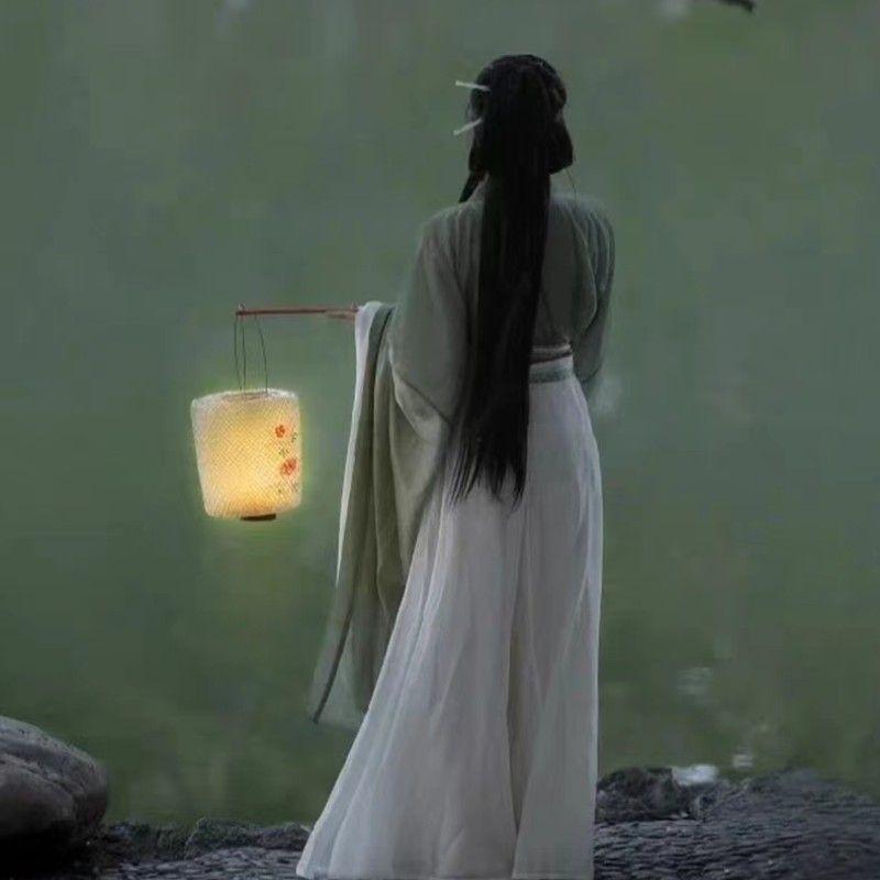 Traditional Chinese Hanfu Dress Green Wei Jin Style Vintage Cosplay Costume - M