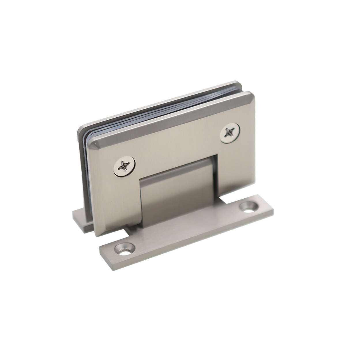 H Shaped 90 Degree Glass Clamp Double Opening Bevel Edge Bathroom Shower Clip - Nickel