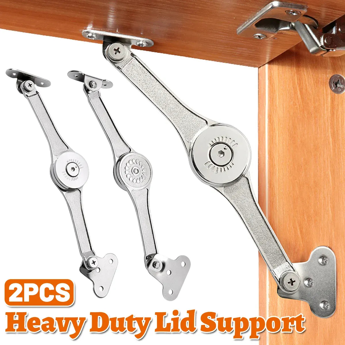 2 PCS Folding Lid Lift Up Stay Support Buffer Stop Hinge Silver With Soft-Close