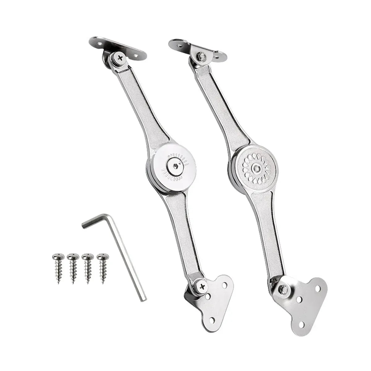 2 PCS Folding Lid Lift Up Stay Support Buffer Stop Hinge Silver With Soft-Close