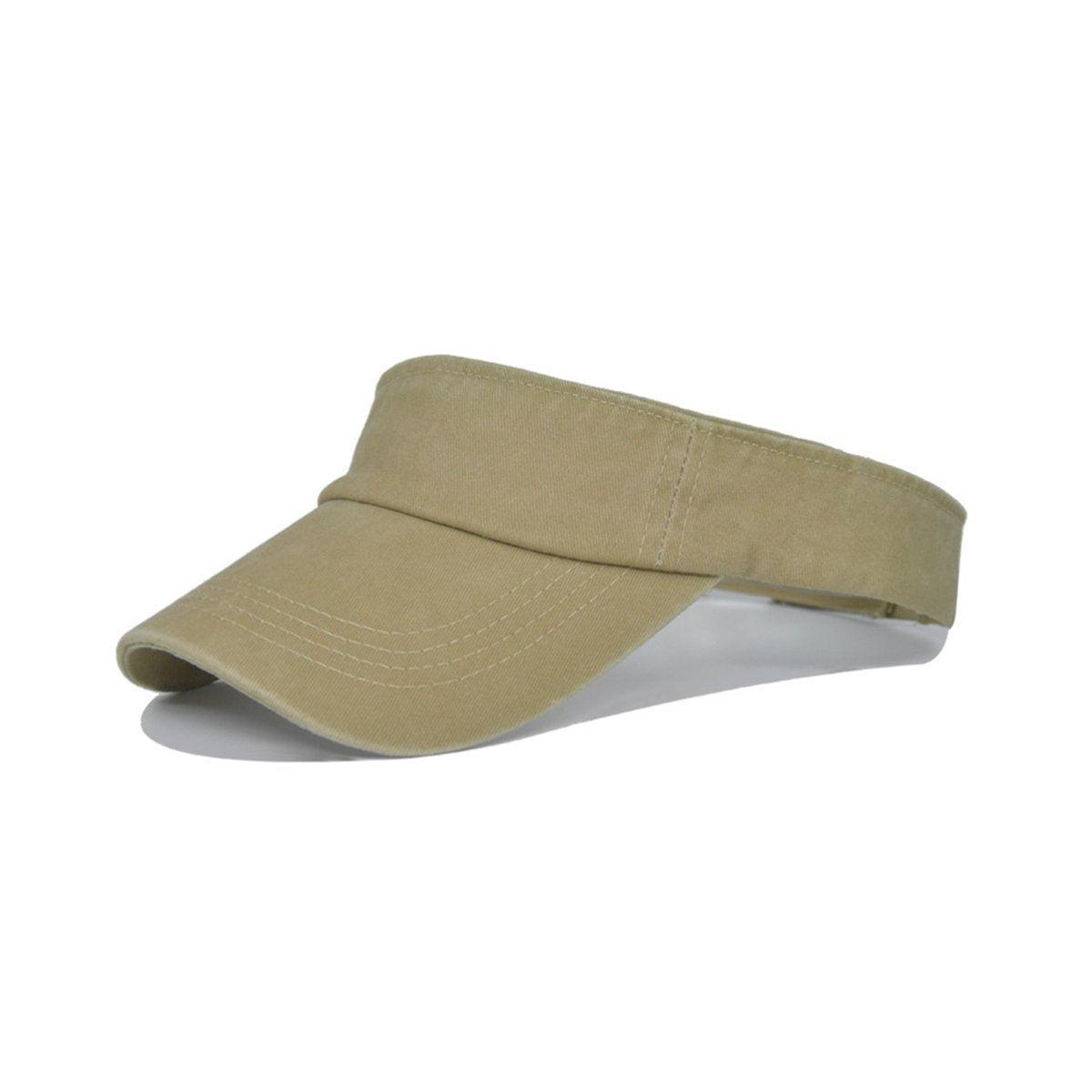 Unisex Summer Denim Sun Visor Cap Breathable Washed Running Hat UV Protection - Khaki