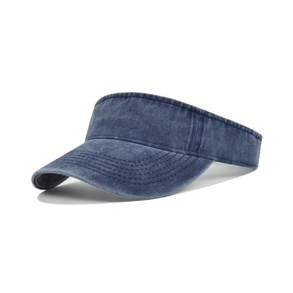 Unisex Summer Denim Sun Visor Cap Breathable Washed Running Hat UV Protection - Rose-Red