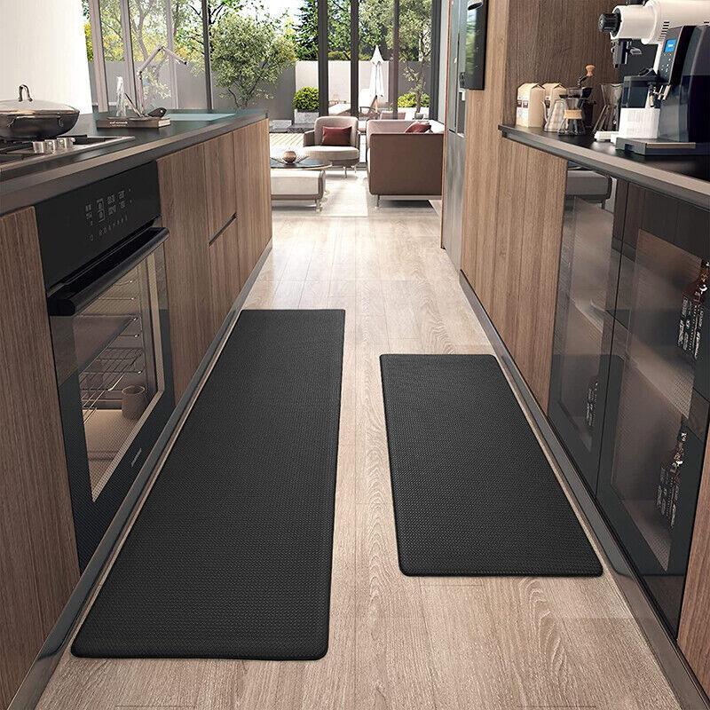 44x75cm Non-Slip Waterproof Kitchen Door Mat Floor Rug Carpet Anti-Oil Easy Clean - Grey