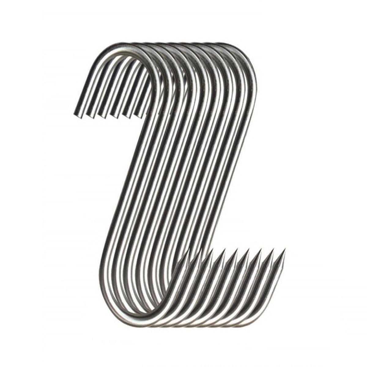 10PCS Steel S Meat Hooks for Beef Pork Lamb Roast Duck BBQ Grill Oven Hanging - S