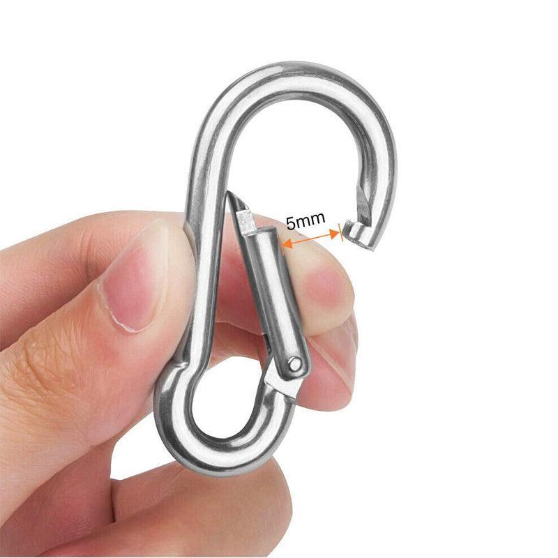 10Pcs Stainless Steel Carabiner Snap Hooks with Keychain for Camping